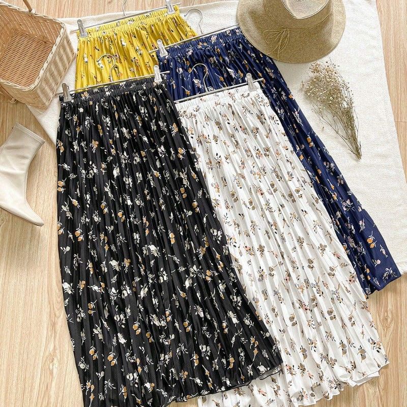 ROK PLISKET MOTIF BUNGA FlOWY / ROK PLISKET TERLARIS / ROK PLISKET PREMIUM