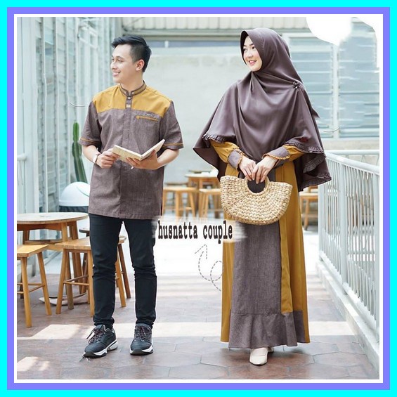 Gamis Couple Pasangan Maura Couple - Sania Ruffle Batik Couple Ori Ndoro Jowi Dnt Garansi Termurah S