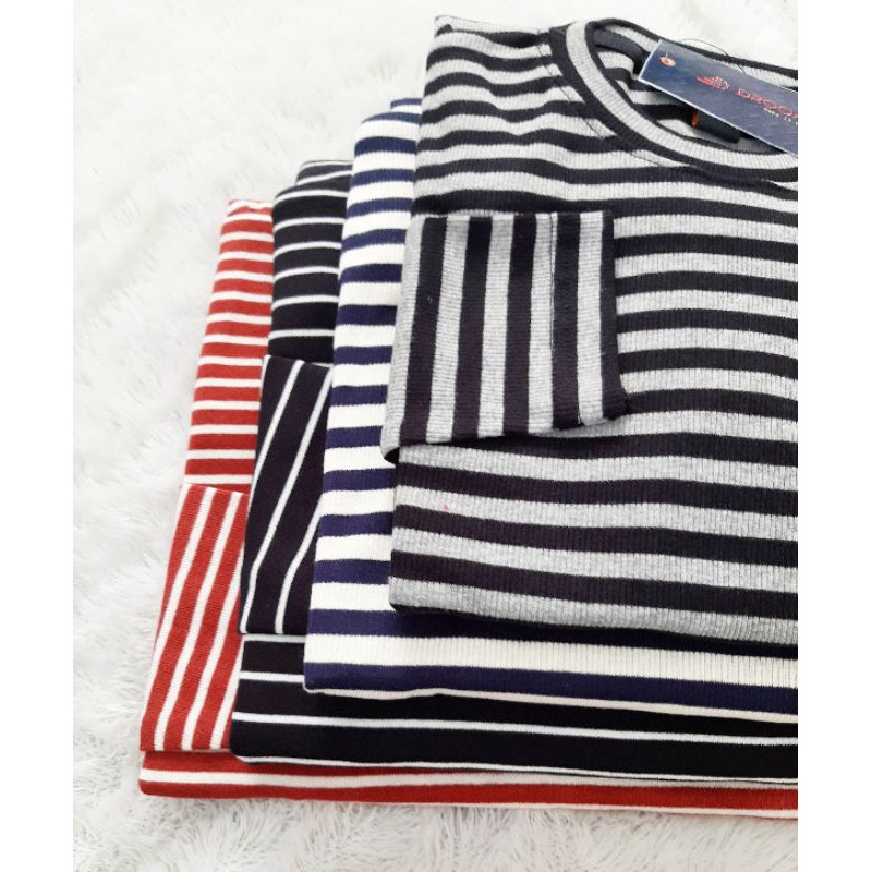 KAOS STRIPE LENGAN PANJANG WANITA | KAOS SALUR LENGAN PANJANG