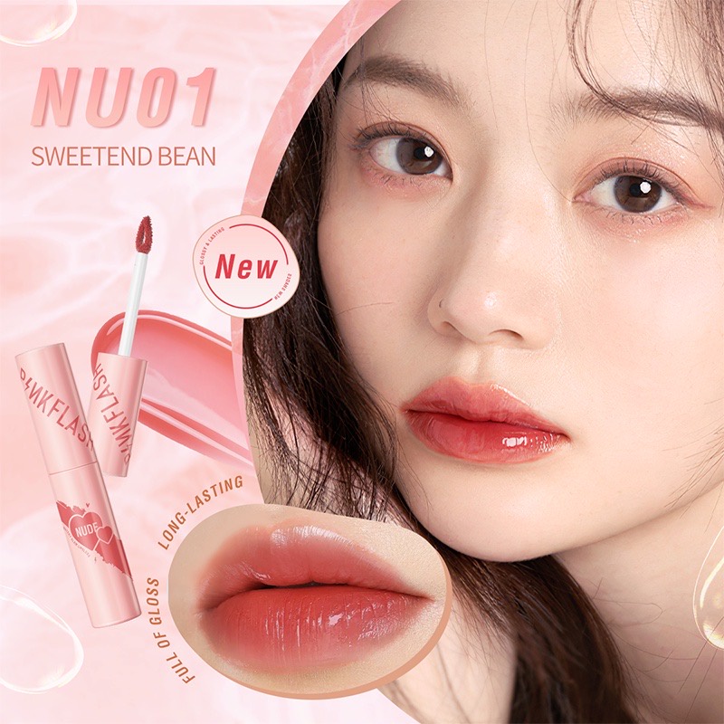 PINKFLASH Watery Glam Lip Gloss Super Glossy Shiny Lip Tint High Quality Moisturizing Non Sticky Long Lasting LipGloss Pink Flash