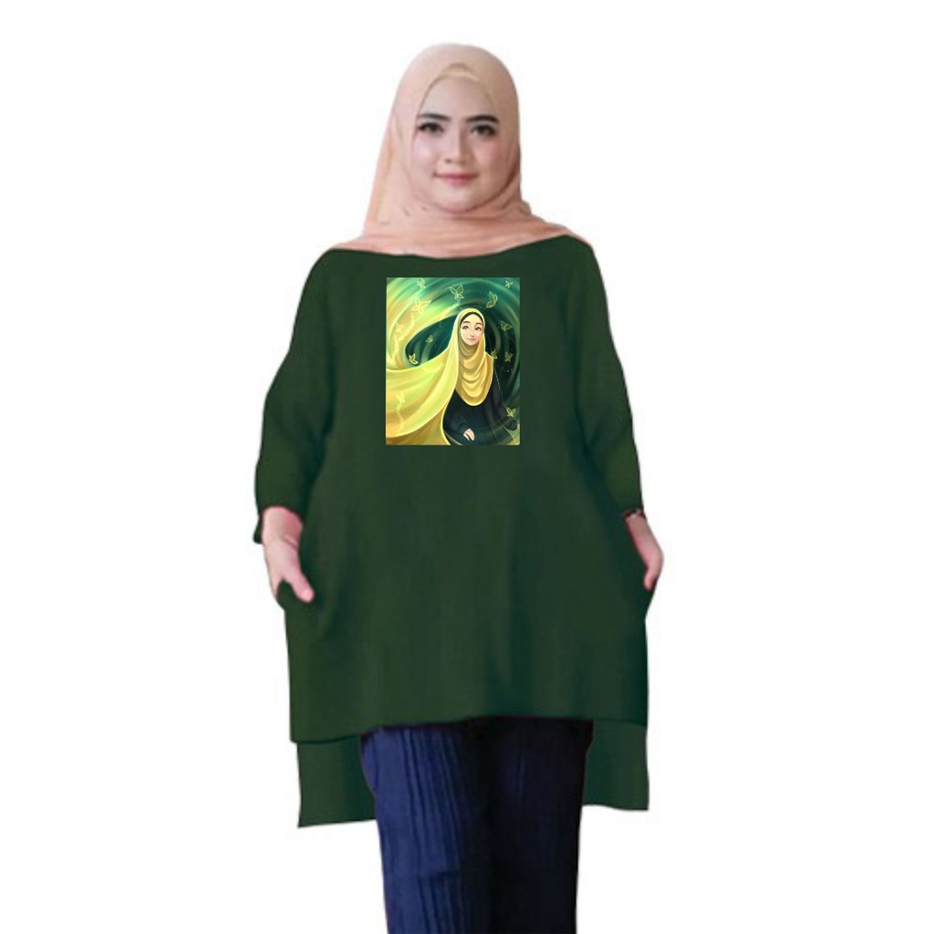 Tunik Jumbo Wanita Hijab Kuning / Atasan Muslim Wanita XL, XXL