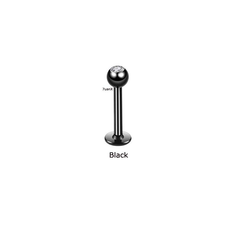 1 Piece Flat Head Labret Stud Lip Ring/Ear Cartilage Tragus Helix Piercing 16Gauge Stainless Steel with Zircon