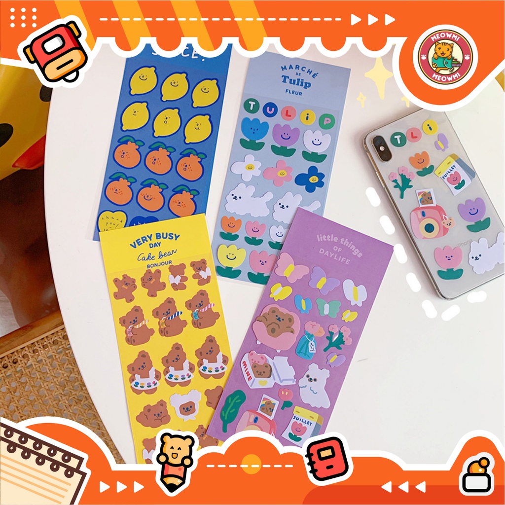 

Sticker Motif Kawaii Beruang Tulip Lemon Deco Planner STK0026