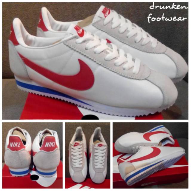 SEPATU NIKE CORTEZ NYLON RED WHITE BLUE - ORIGINAL IMPORT - MIRROR MERAH BIRU PUTIH OLAH RAGA PRIA