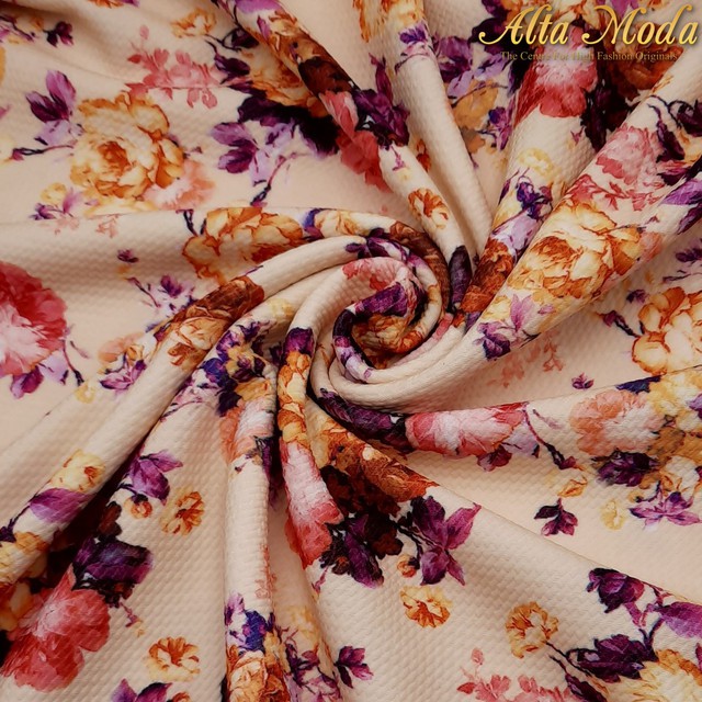 

Alta Moda Fancy Printed Bubble Stretch - Floral On Light Orange (1M)