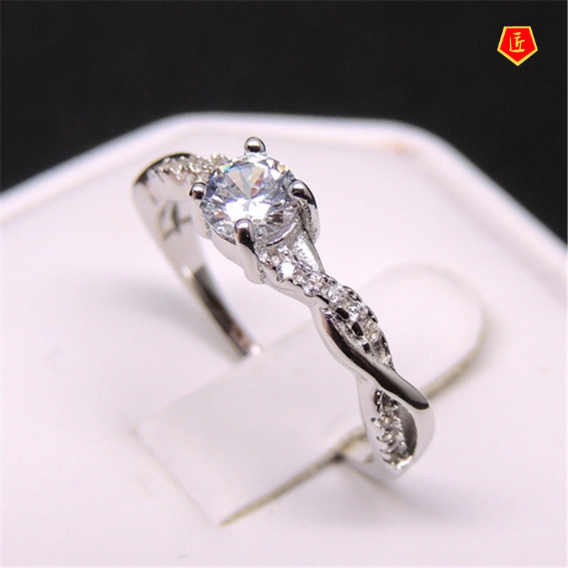 [Ready Stock]Simple Fashion 925 Silver Inlaid Diamond Ring