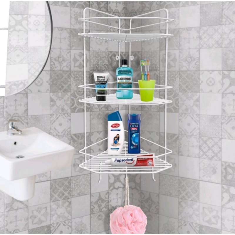 RAK BESI KAWAT SUDUT SUSUN 3 / RAK SUDUT KAMAR MANDI RAK SERBAGUNA