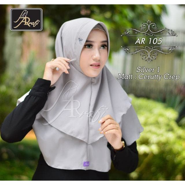 Promo!! Hijab Arrafi Ar 105 Jilbab Kerudung Bergo Ceruty Crepe Al Azhar Terlaris!!