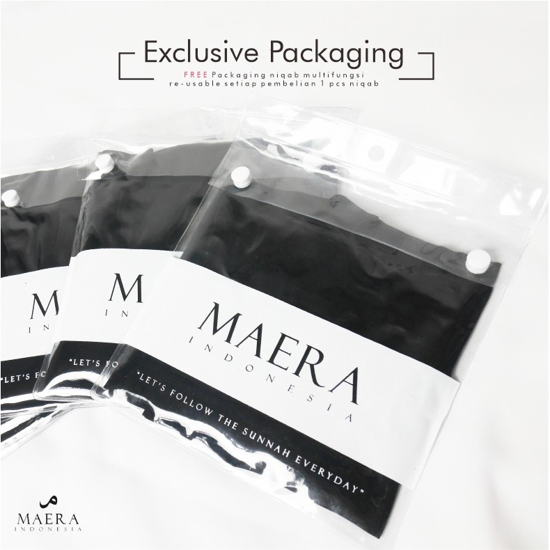 Niqab Asma / Cadar Bandana JetBlack Sifon Silk Premium By Maera Indonesia