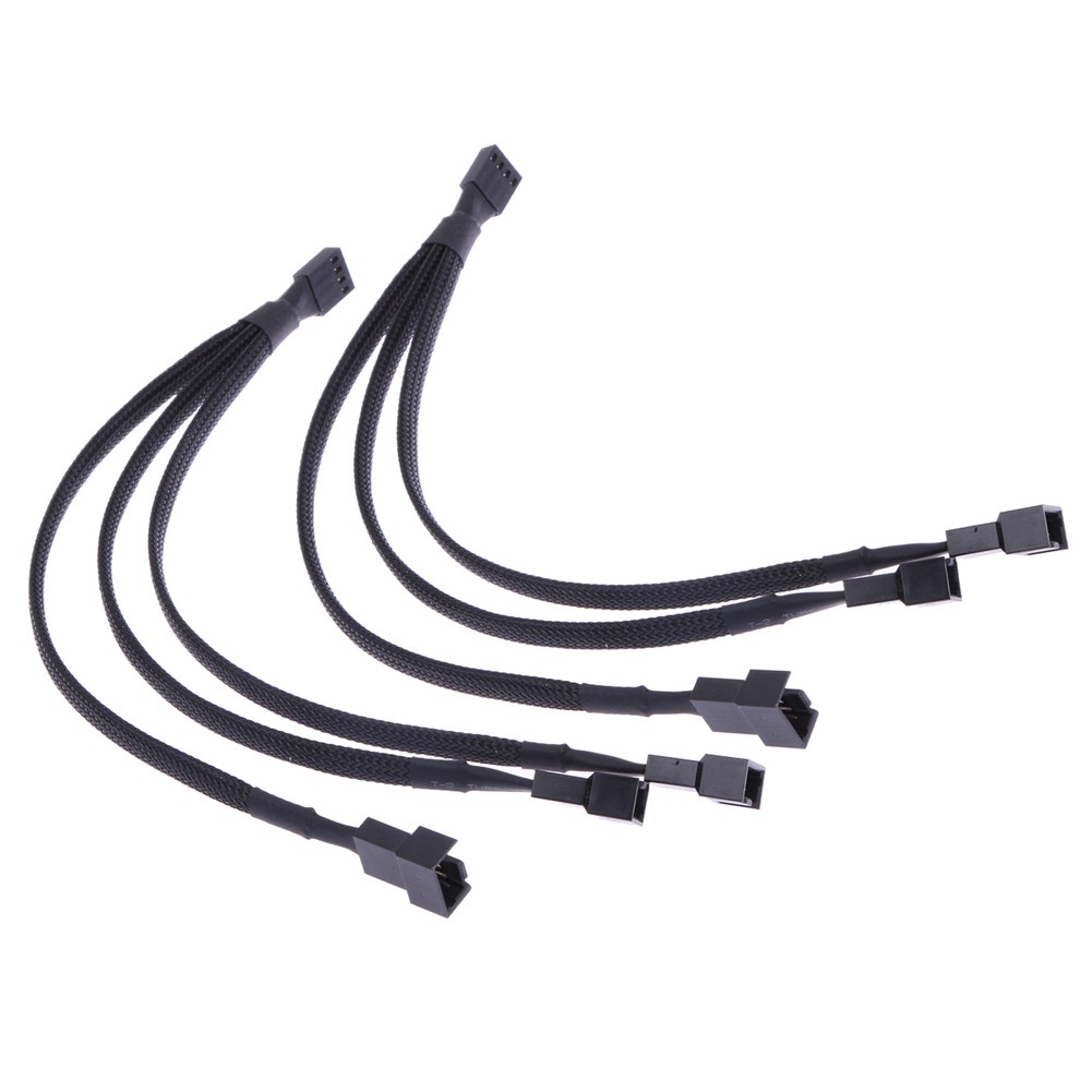 Seriena 4pin Pwm Fan Cable Cooling 1 To 3 Way Splitter Black Sleeved Extension Cable Shopee Indonesia