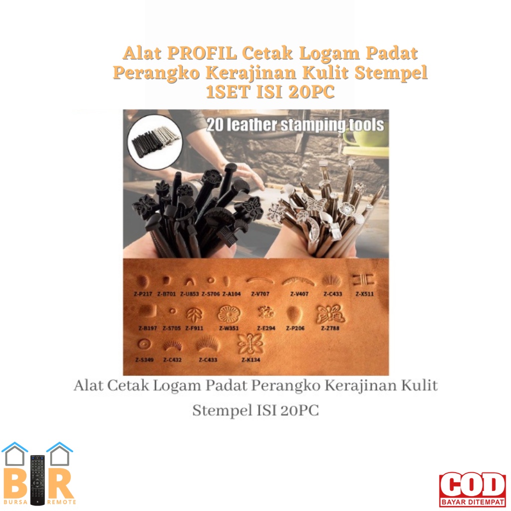 Alat PROFIL Cetak Logam Padat Perangko Kerajinan Kulit Stempel 1SET ISI 20PC