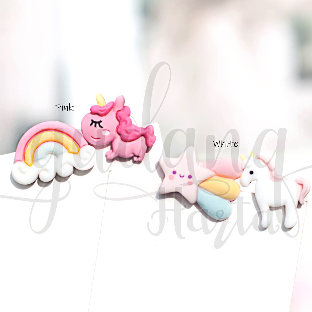 Anting Stud Rainbow Unicorn Unik Earrings Kuda Poni Pelangi GH 203814