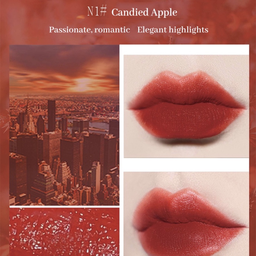 NOBB 3 PCS SET Air Mist Lip Cream Velvet Lipstik Tahan Lama Lipstick Make Up NO007