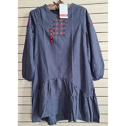 LB16 Cool Girl Tunik Denim Bordir