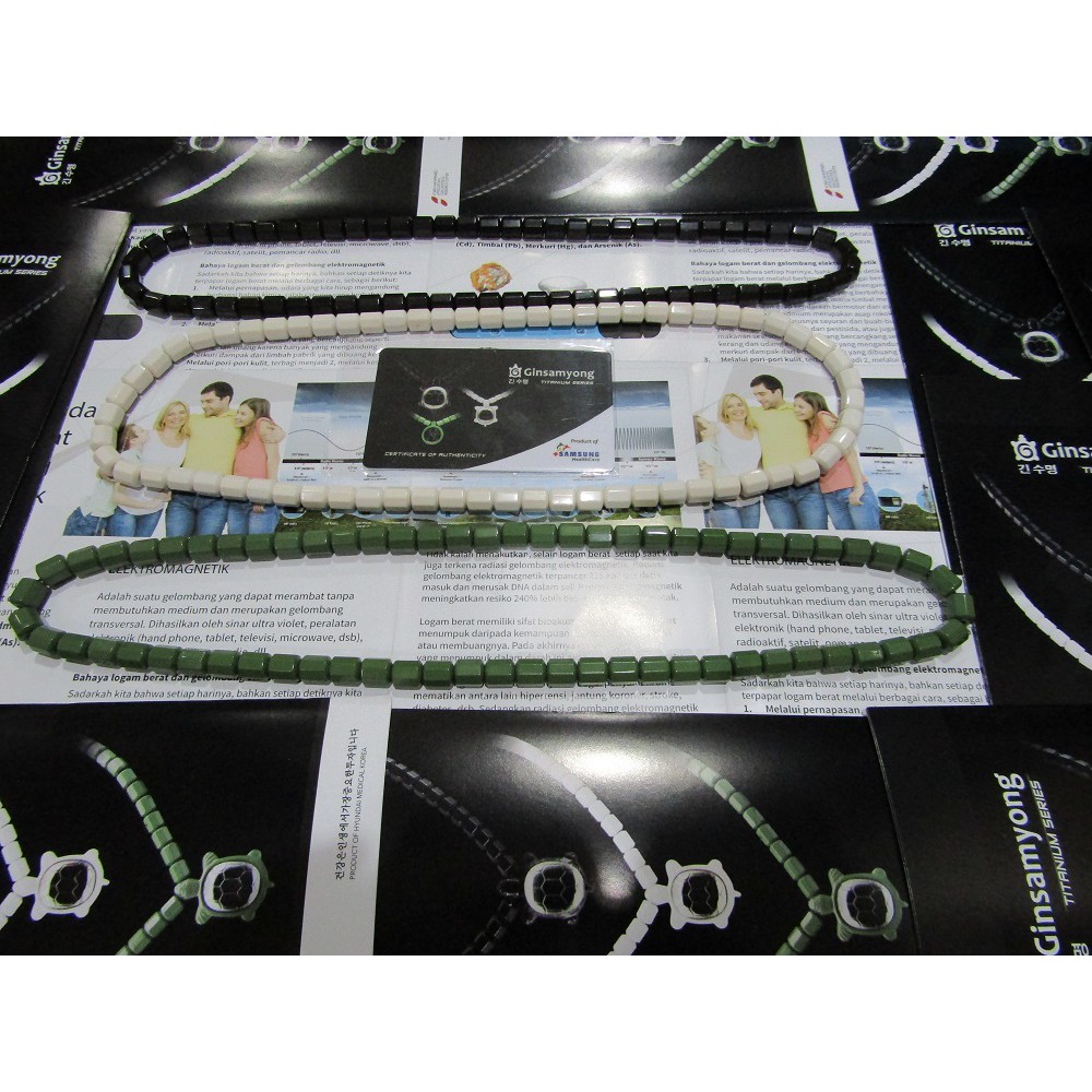 Kalung GINSAMYONG Kesehatan Original Tanpa Bandul Liontin Warna HITAM HIJAU PUTIH