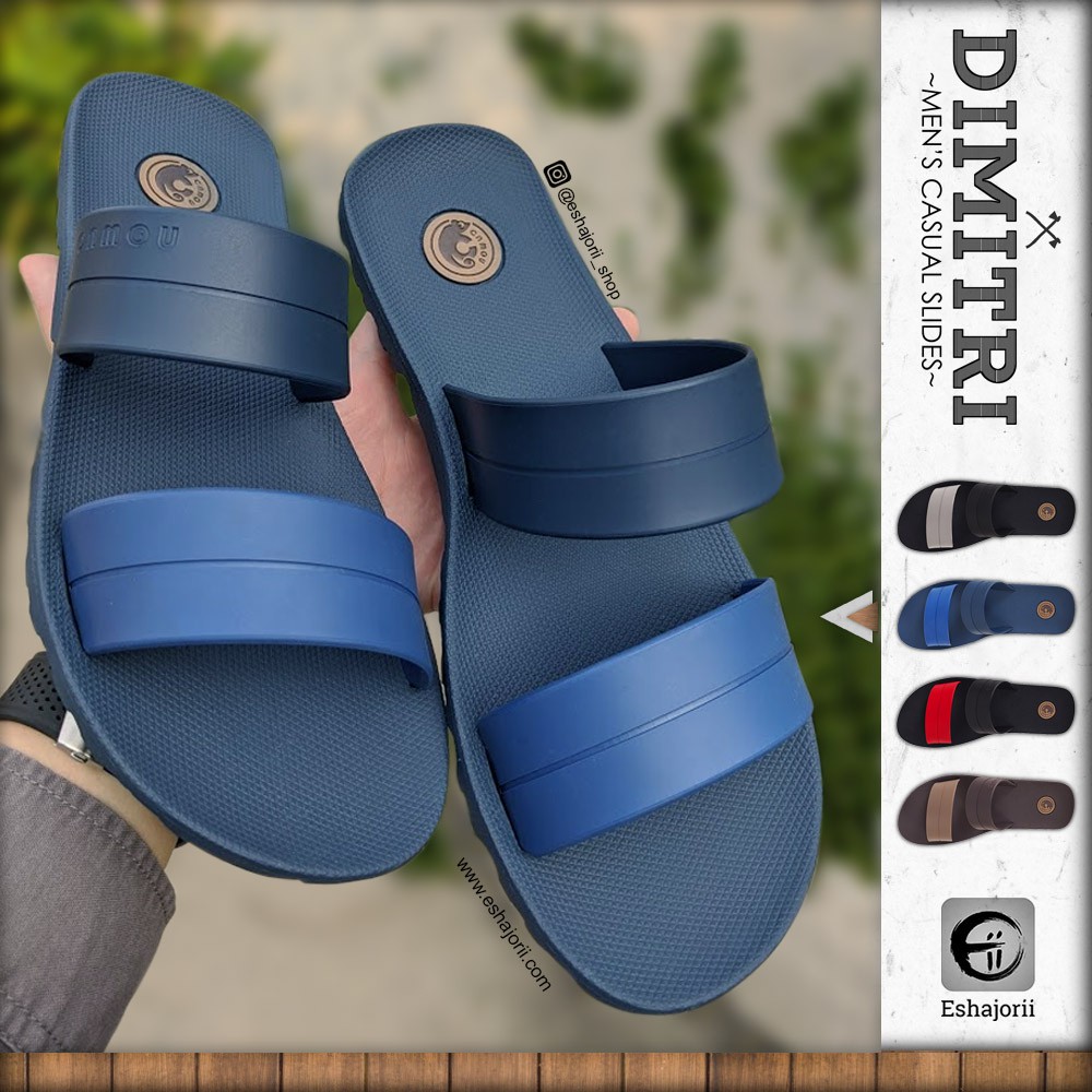 Eshajorii Sandal Slide Pria Kasual Full Karet - Men's Casual Slides Slipper