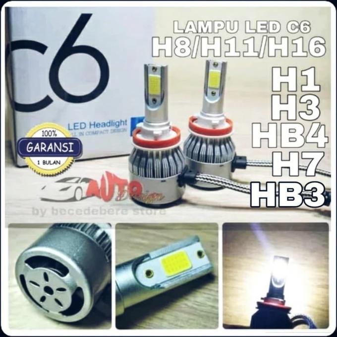 Lampu LED Mobil Turbo C6 - H1 H3 H7 H8 H11 H16 HB3 HB4 HIR2 auto-d33 Kualitas Baik
