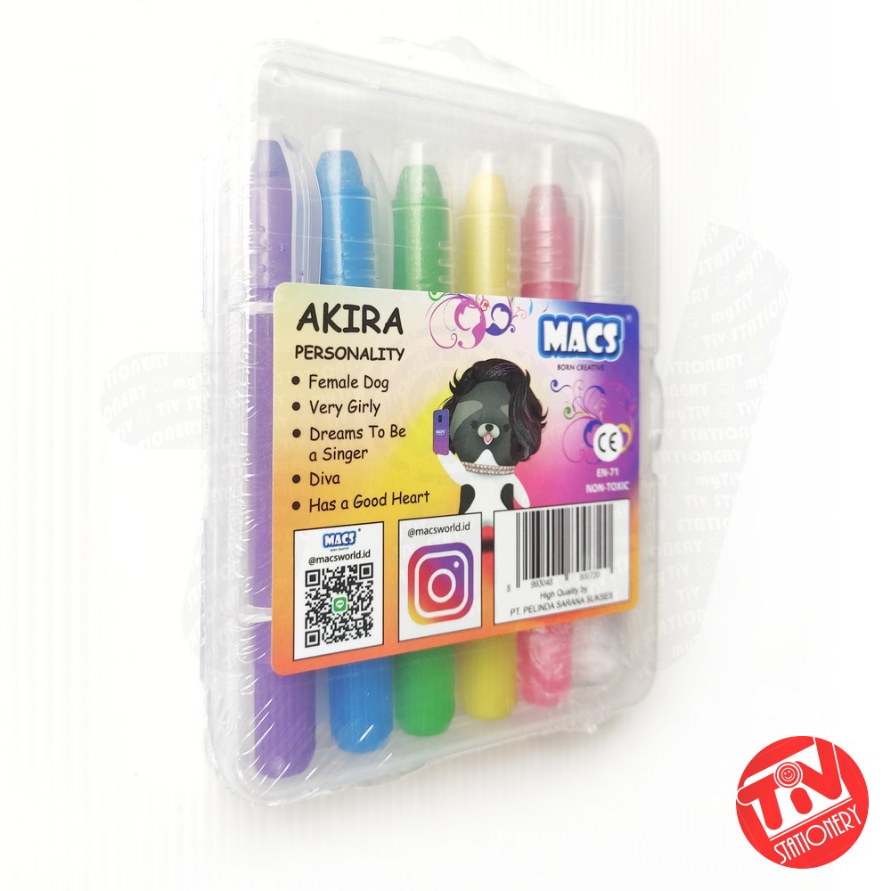 Jual Crayon Macs Hair Marker 6 Glitter Colors (Pewarna Rambut Washable