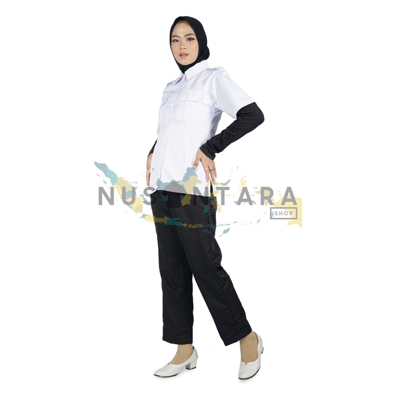 Seragam Pns Hitam Putih Wanita Lengan Pendek Setelan Kemeja Pdh ROK &amp; CELANA Hitam Pns Seragam Pns Wanita Baju Pemda Wanita Baju Putih Pns