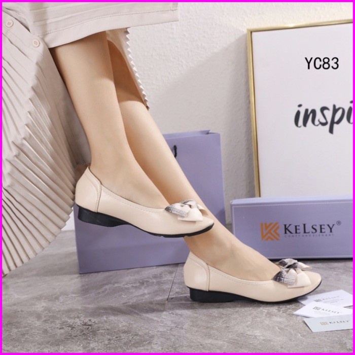 

(TERLARIS) ( Free kaos kaki + Free Paperbag ) Kelsey Sepatu Flat Wanita Shoes YC8