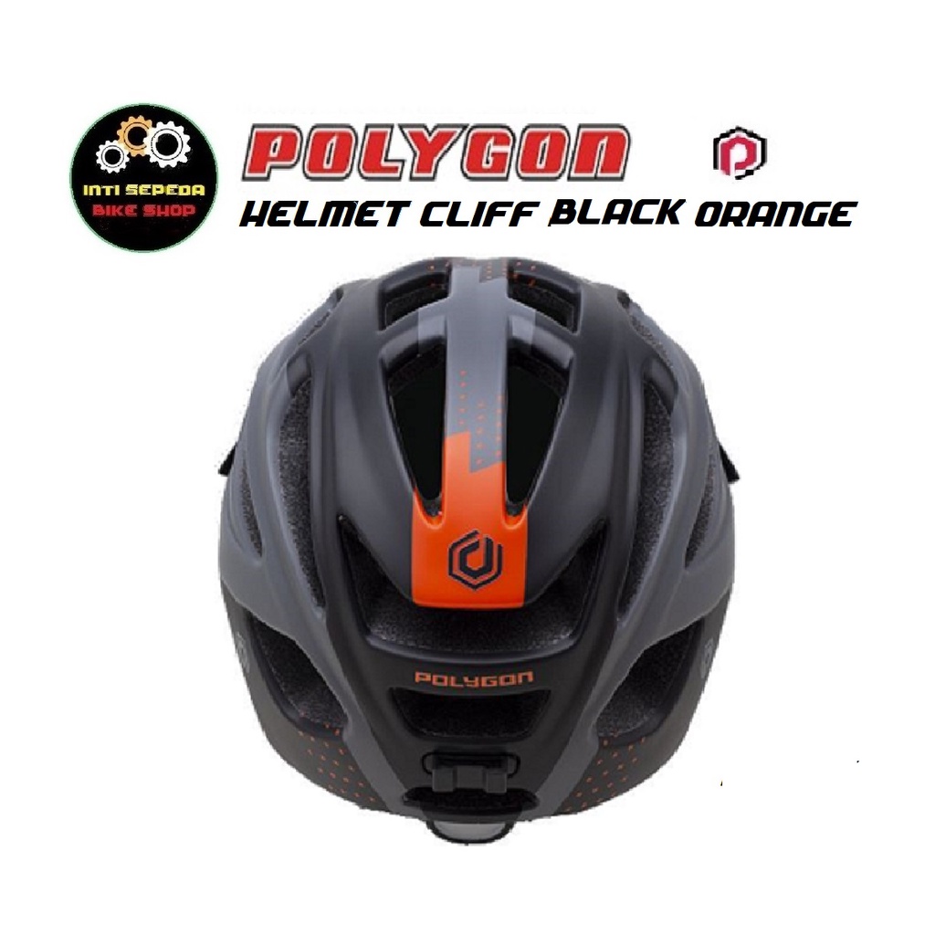 helmet polygon cliff black orange size M dan L