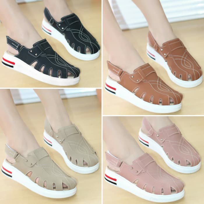 9466Lr Sandal Wanita Wedges Alona Putih Tinggi 12Cm Sendal Wejes  GH292 Kikers Grade Ori Sandal We