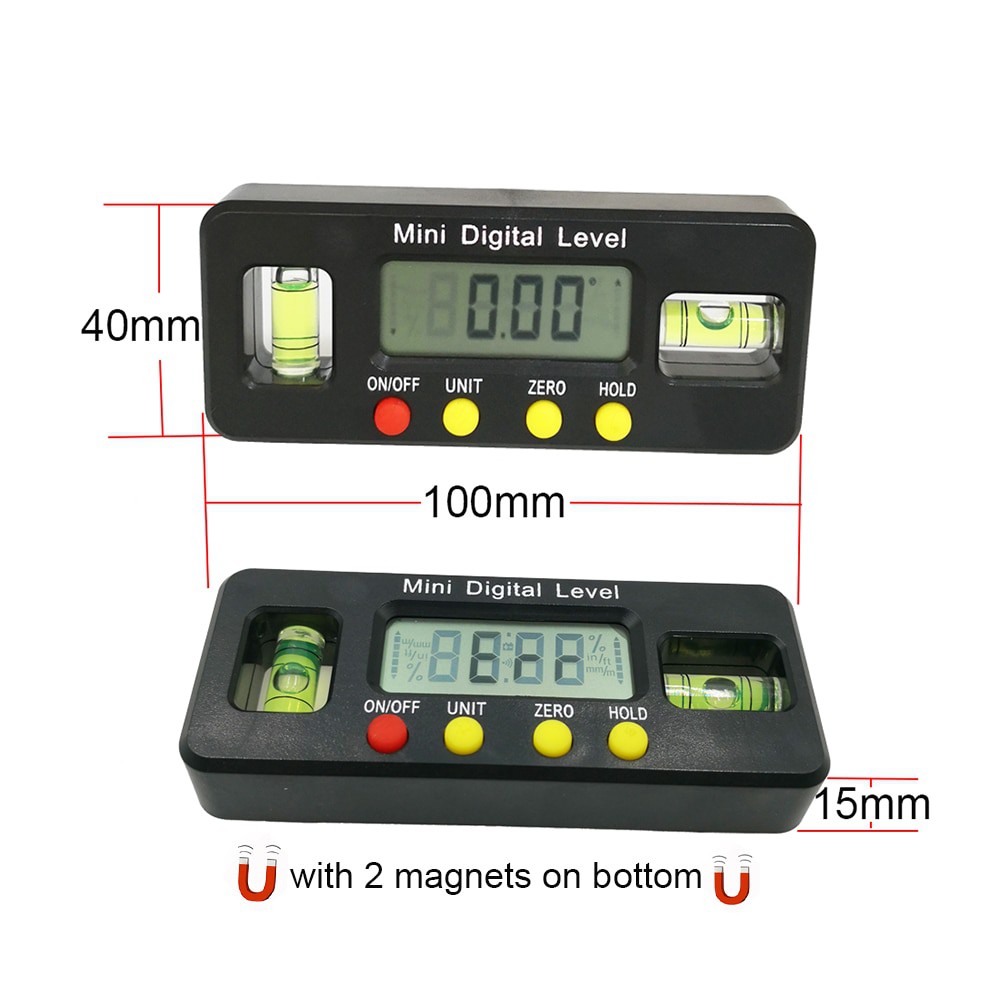 GEMRED Alat Ukur Sudut Kemiringan Digital Inclinometer Level with Magnetics Angle Measuring - Black - 7RHA37BK