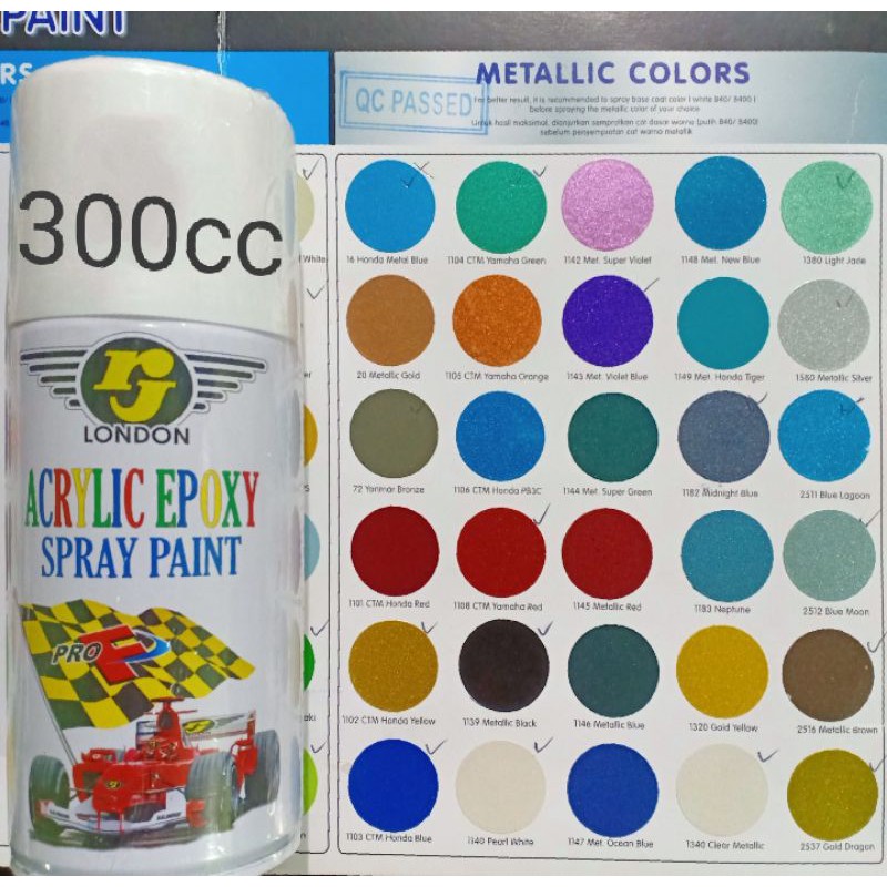 RJ London Pilok Pilox Warna Glossy Metalik Doff Candy (Gold, Blue, White, Black, Red, Orange, Violet, Green, Clear) 300cc/300ml