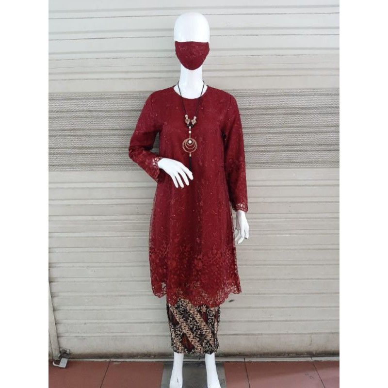 SET KEBAYA TUNIK JUMBO/KEBAYA TUNIK TULLE JUMBO LD 120/KEBAYA MODERN/BAJU KEBAYA/KEBAYA JUMBO/KEBAYA-4