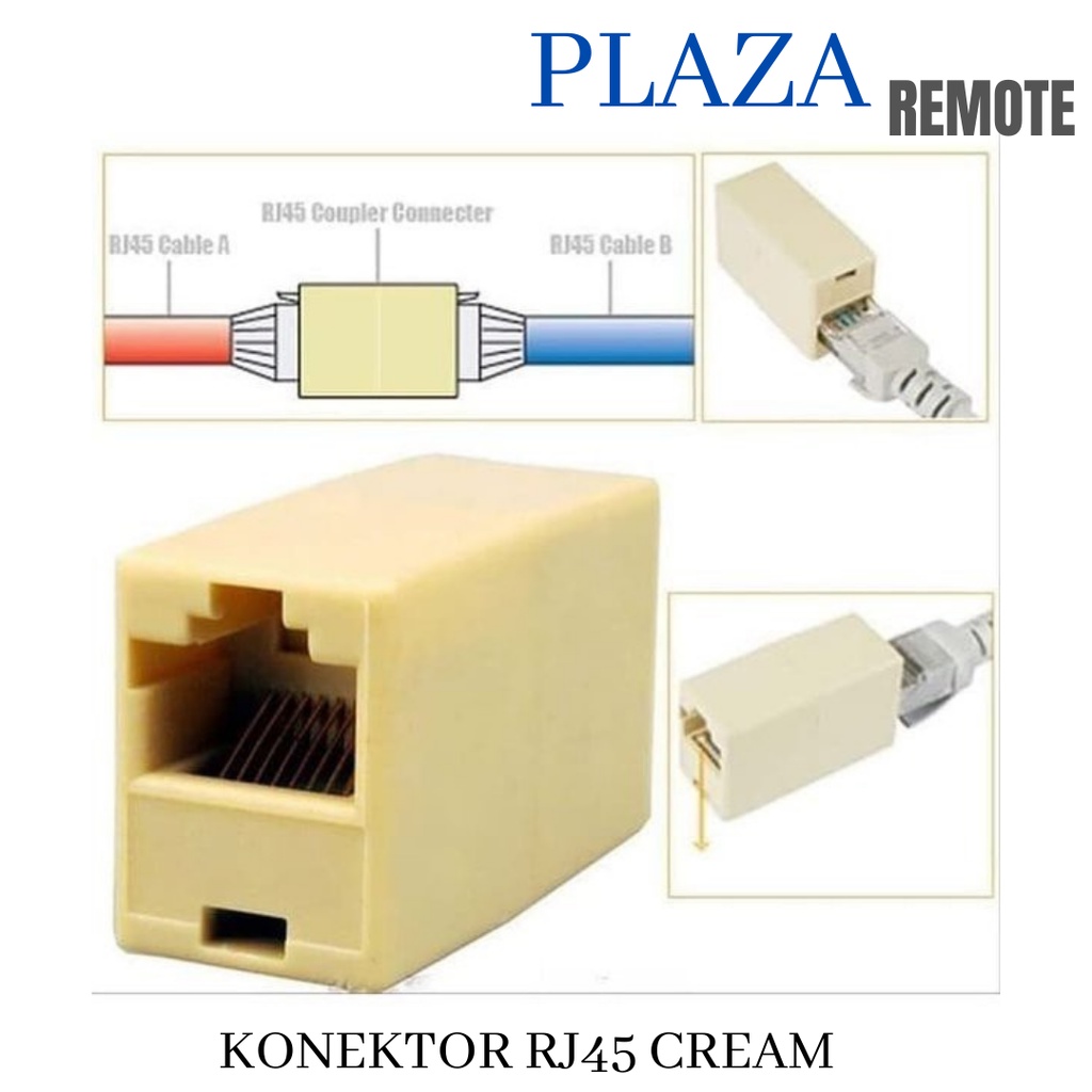 Barrel Konektor RJ45 Penyambung Dua Konektor RJ-45 - Cream