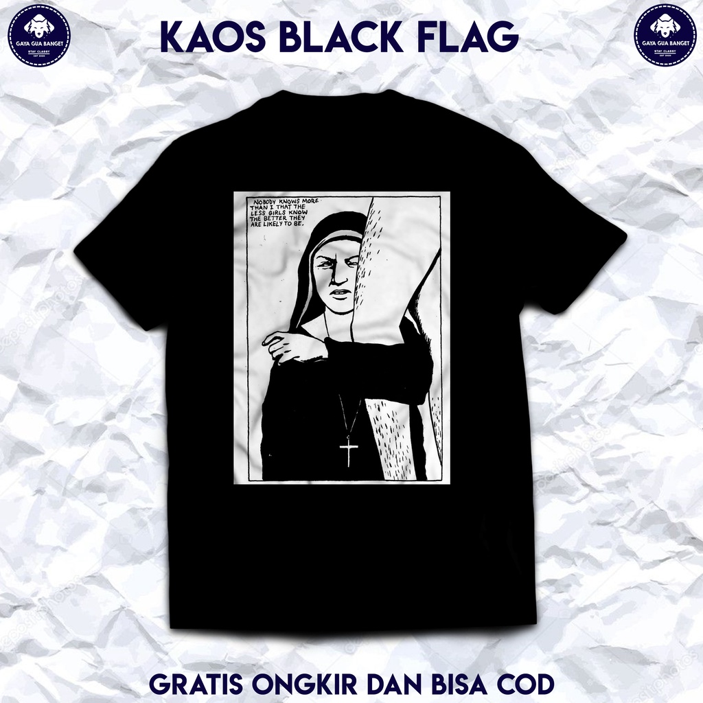 T Shirt Musik Band Black Flag. Kaos Baju Band Musik Punk Rock Black Flag Original.