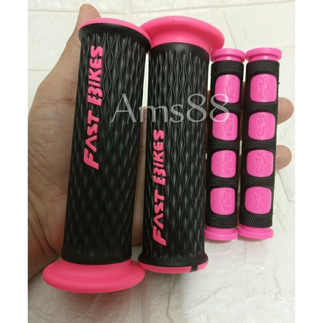 Paket Variasi Motor Grip Handgrip Variasi Model Wajik Pink Hitam + Plus Karet Handle Rem Pink Universal Semua Motor