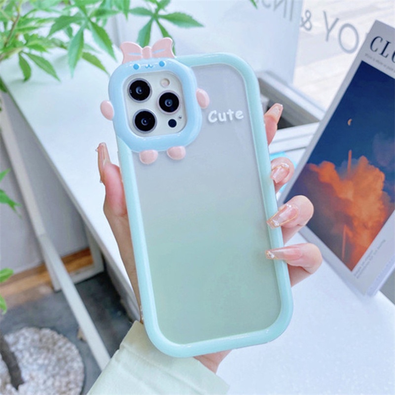 Soft Case Pelindung Lensa Monster Kecil Warna Permen Tahan Banting Anti Gores Bumper Untuk iPhone 14 13 12 11 Pro Max X Xr Xs Max 7 8 6 6s Plus SE 2020