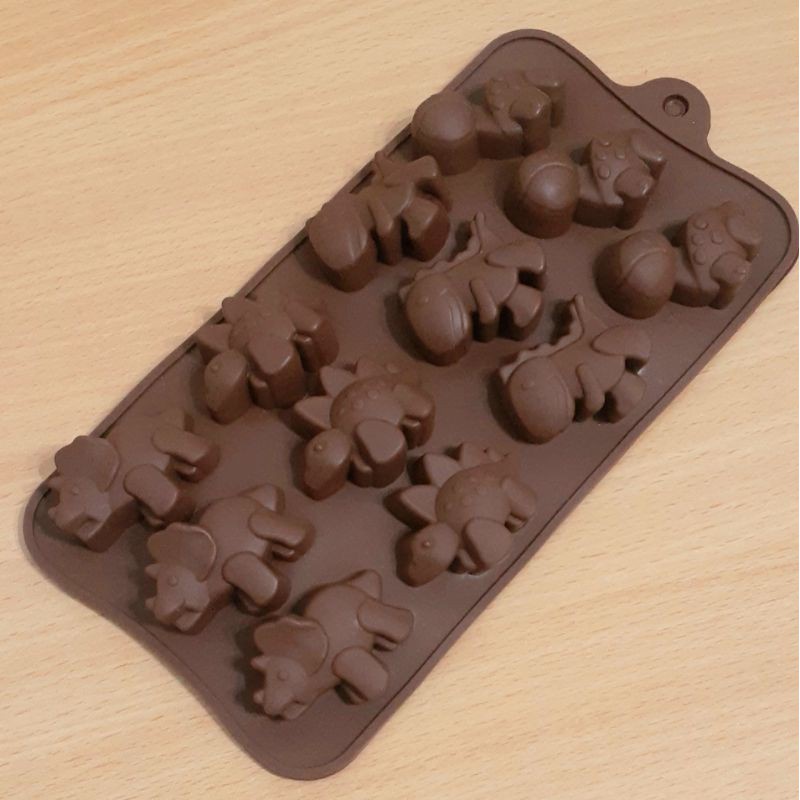 Cetakan Coklat Dinosaurus Silikon Pudding Jelly Coklat Es Bentuk Dinosaurus - Cetakan Dino - Silicone Mold Bentuk Dino Serbaguna