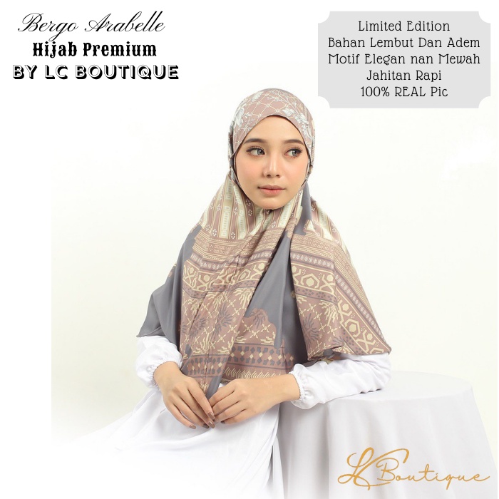HIJAB BERGO ETNIK MOTIF KERUDUNG PREMIUM INSTAN TALI NON PET JILBAB ARABELLE HIGH QUALITY MEWAH