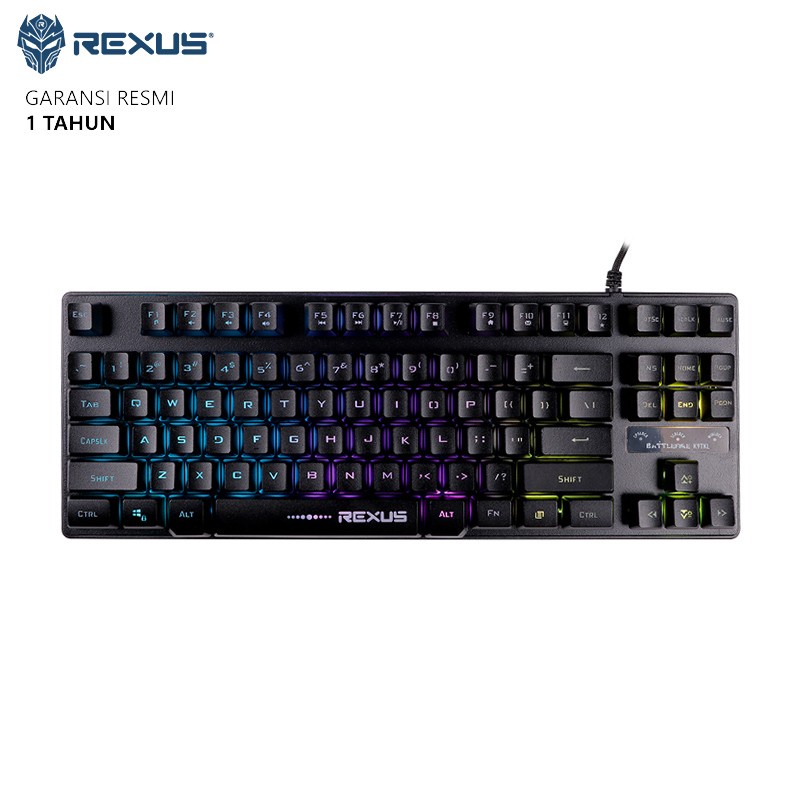 Keyboard gaming rexus wired usb 87 keys membrane rainbow metal battlefire tkl k9 k9tkl