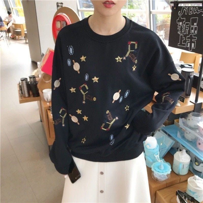 Sweater Wanita Basic Oversize | Galaxy Star Sweater Style Korean | Sweater Size M.L.XL Blouse