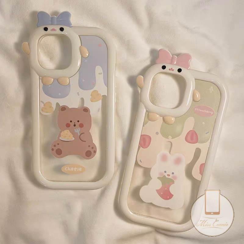 Soft Case TPU Desain Kelinci Beruang 3D Untuk IPhone 6 6S 7 8 Plus 11 13 12 Pro MAX XR 14 Plus Pro MAX X XS MAX SE