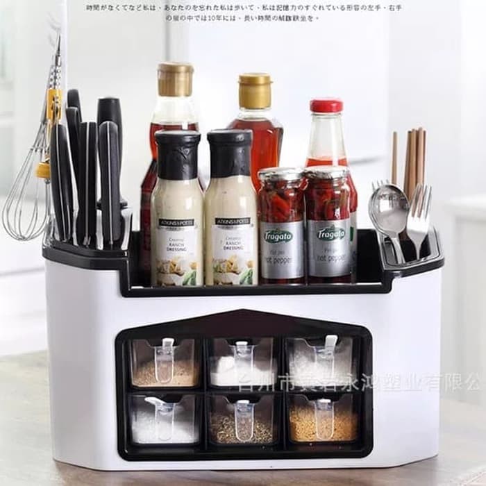 RD02 Rak dapur serbaguna organizer tempat bumbu pisau sendok garpu