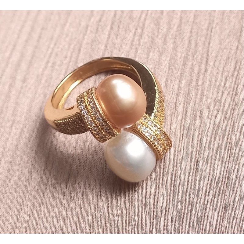 cincin mutiara asli lombok dengan model freesize