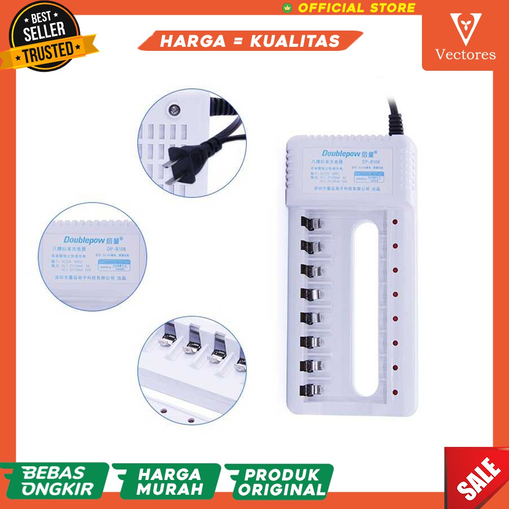 Original Charger Chasan Baterai Batre AA-AAA 8 Slot Fast Charging