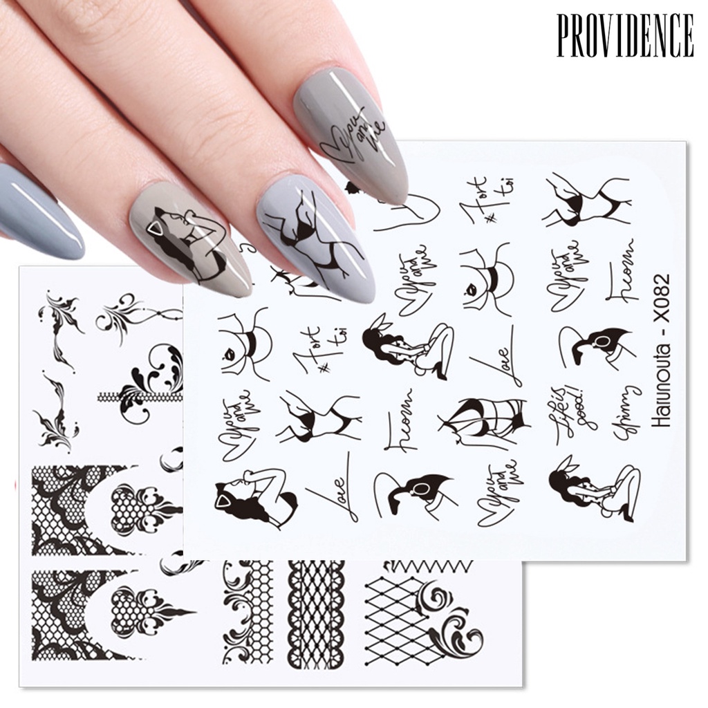 Providence Stiker Decal Kuku 3d Motif Daun / Bunga / Hati Untuk Nail Art / Manicure / Anak Perempuan