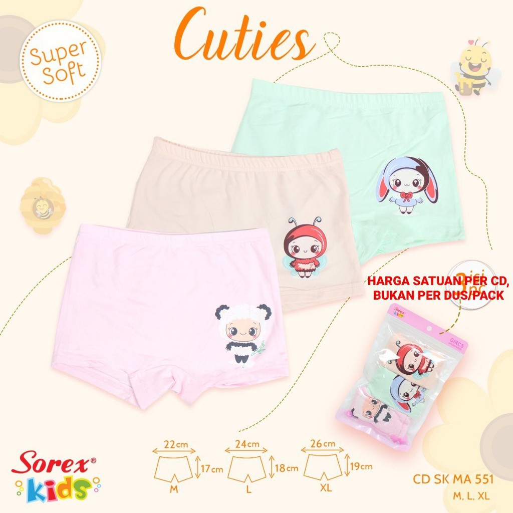 CD BOXER SUPER SOFT ANAK CEWEK SOREX SK HP787, SK MA215, MA501 &amp; MA551 / CELANA DALAM ANAK PEREMPUAN