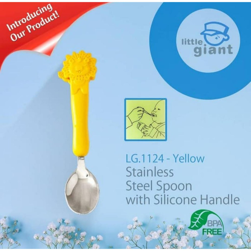 Little Giant LG 1124 Stainless Steel Spoon With Silicone Handle (blue dan yellow, 51rb )Sendok