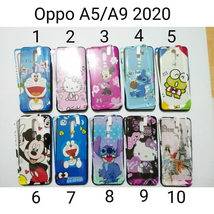 Case Glass 360 Oppo A9 2020 Motif Karakter / Soft Case Oppo A5 2
