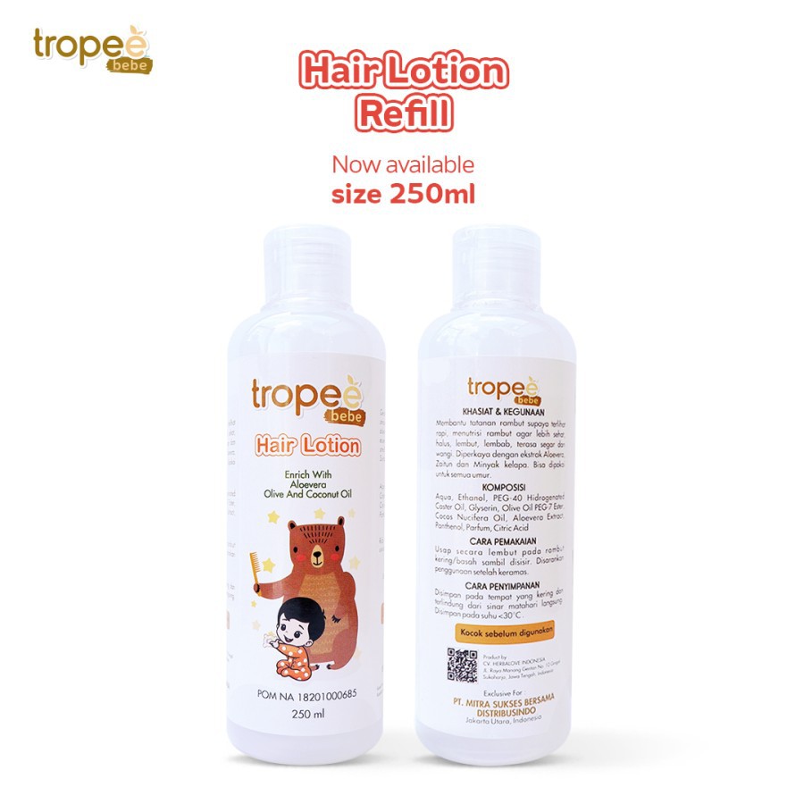 Tropee Bebe Hair Lotion Refill 250ml | Lotion Rambut REFILL 250ml