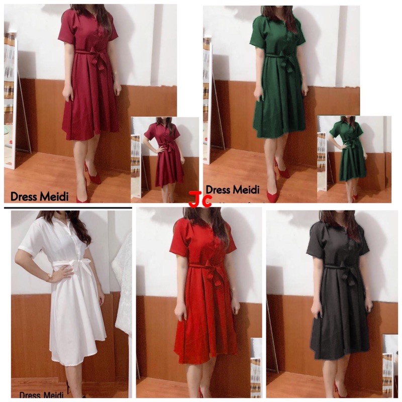 JC/MP Dress Meidi / Dress wanita korea Terbaru / Gaun wanita pesta / Dress natal / Dress Sincia