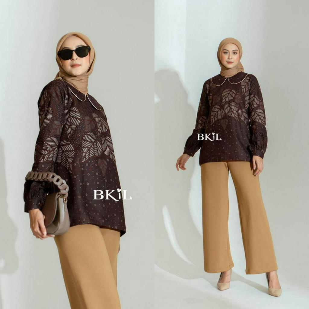 Baju Batik Wanita Modern Atasan Blouse Batik Kerja Kantor Wanita Seragam Batik M L XL XXL