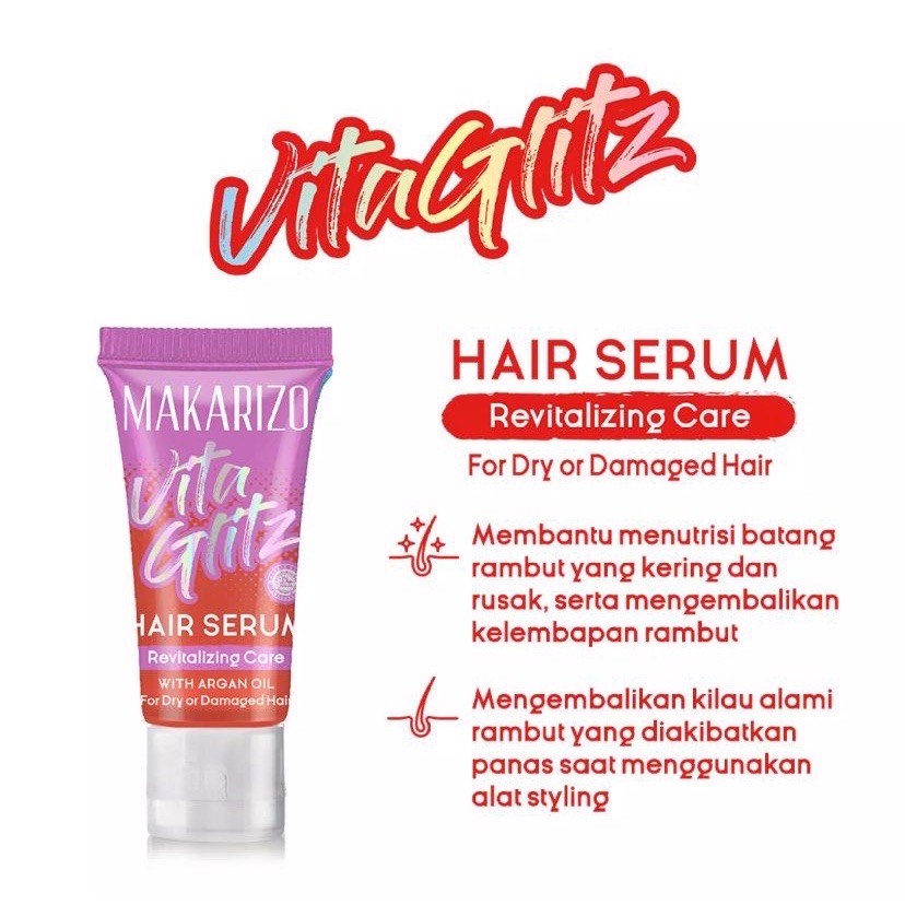 [BPOM] Makarizo Vitaglitz Hair Serum Shine Reflect Enhancer | Revitalizing Care | Strength Booster 8 mL / Serum Rambut