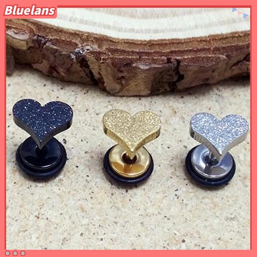 [Bayar 1pcs   Di Tempat]Anting  Unisex: Bentuk Hati Mini Dari Bahan Besi Titanium Anti Karat